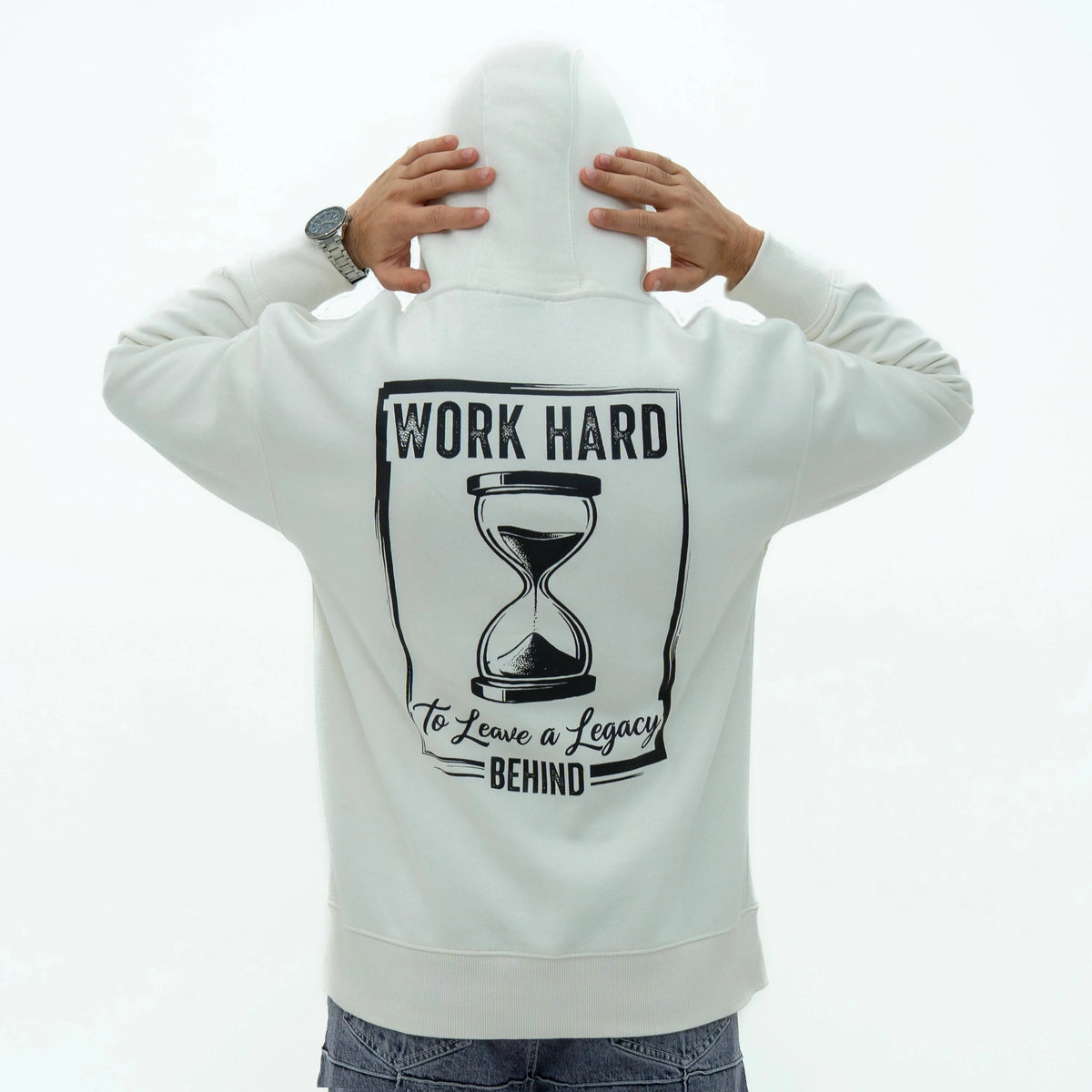 Men's Legacy Hour Glass Signature Zipper Hoodie with graphic design on the back