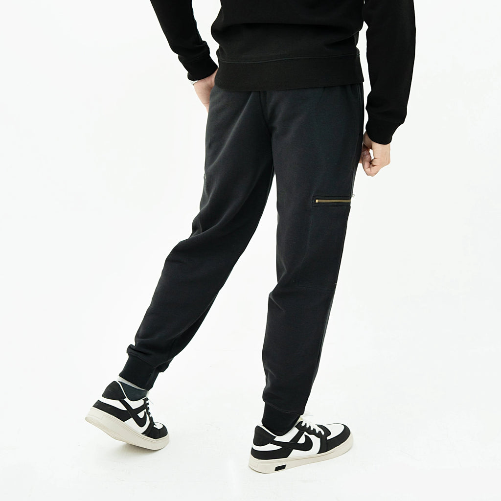 Men's Luxe OPS Black Zipper Trouser with side zipper pocket and a stylish fit