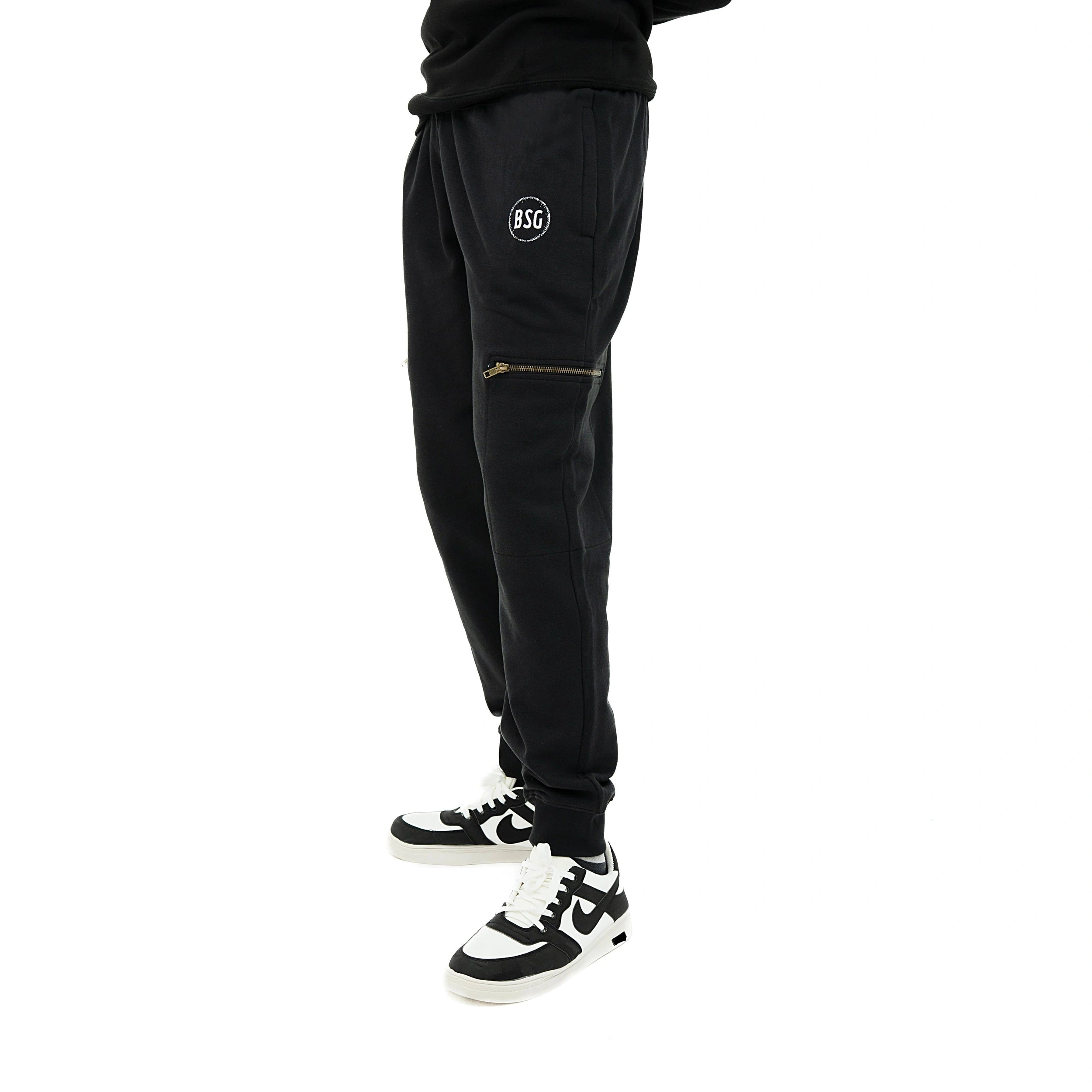 Men's Luxe OPS Black Zipper Trouser by BSG featuring stylish zippers and a comfortable fit.