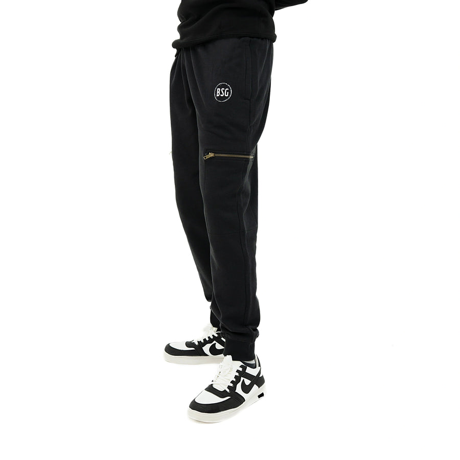 Men's Luxe OPS Black Zipper Trouser by BSG featuring stylish zippers and a comfortable fit.