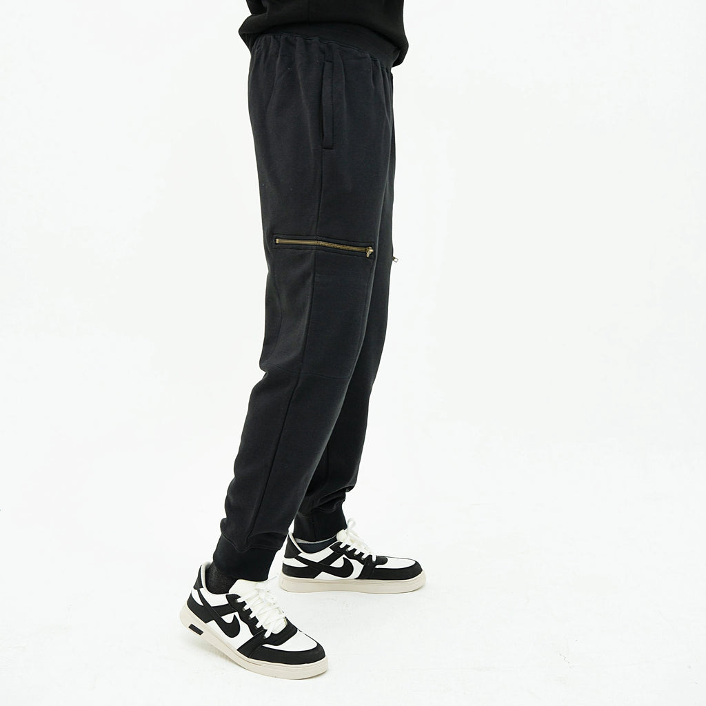 Men's Luxe OPS Black Zipper Trouser with stylish side pockets and casual fit
