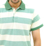 BSG Men's Mint Stride Striped Polo Shirt with green collar and white and mint horizontal stripes