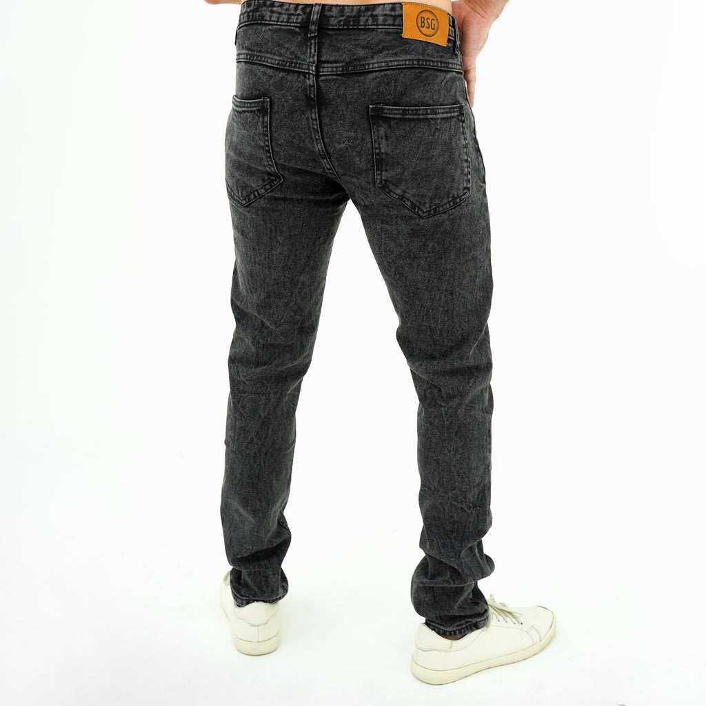 Men's Modern Minimalist Black Jeans from BSG with a flattering fit and sturdy fabric
