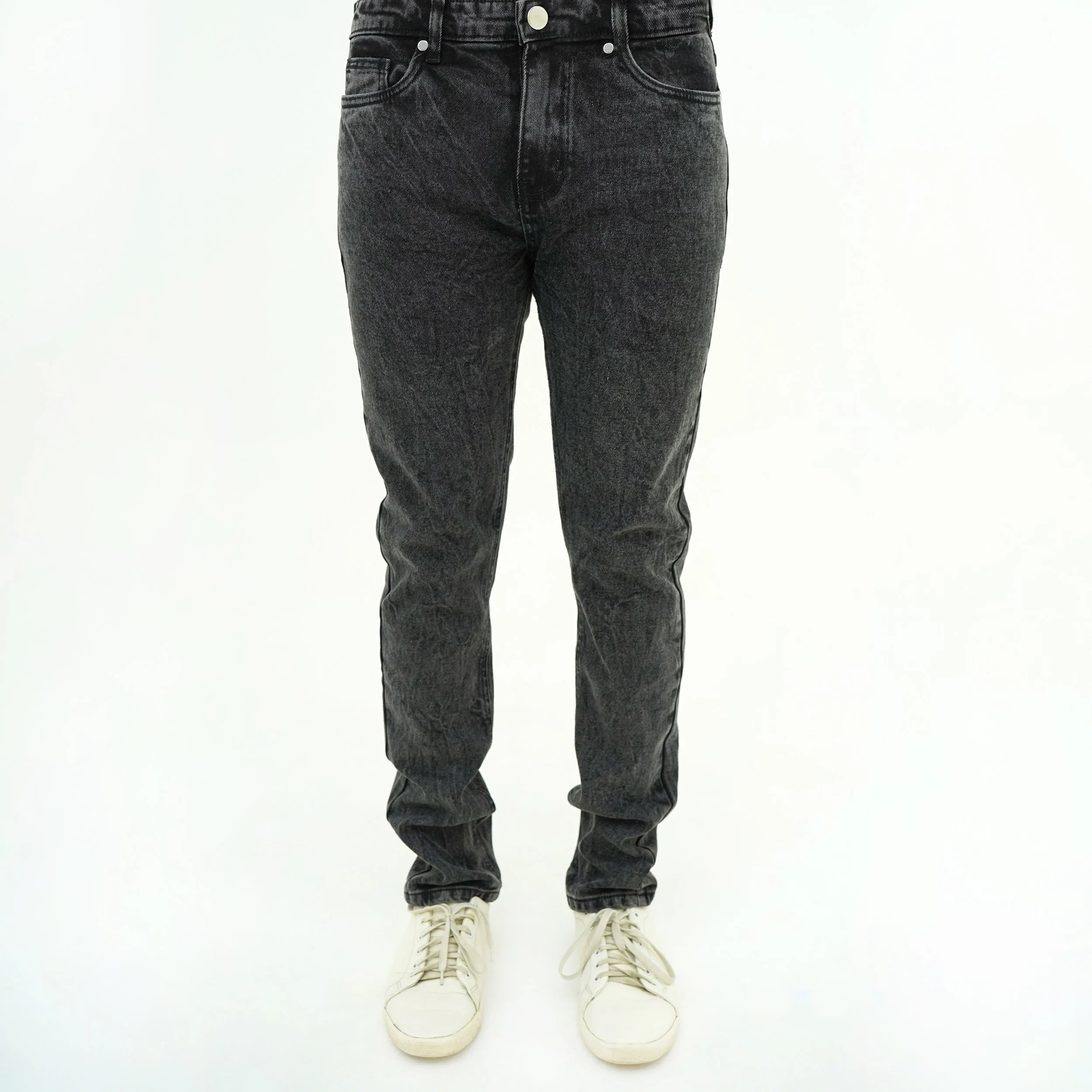Men's Denim Jeans by BSG in modern minimalist black jeans style with a sleek fit