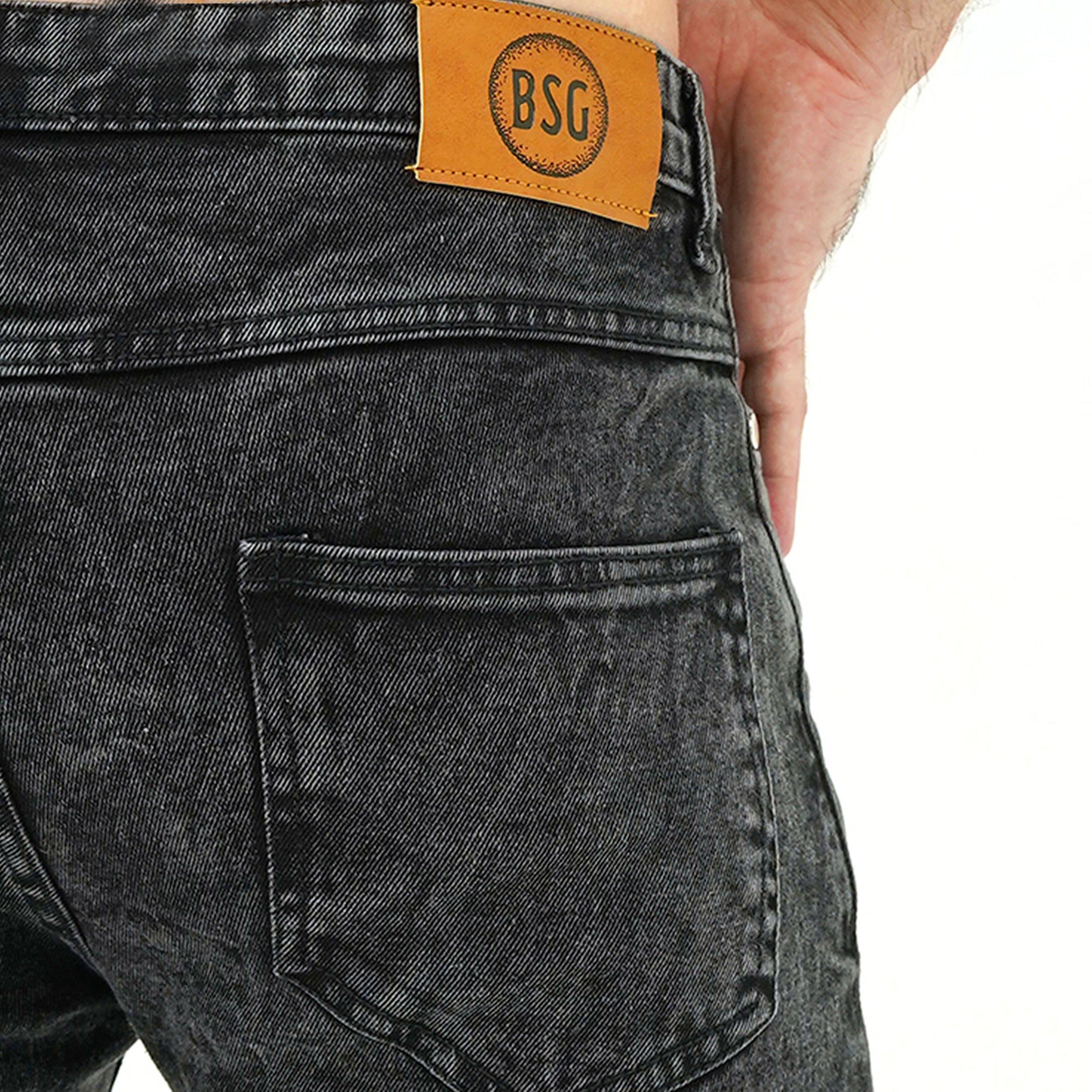 BSG Modern Minimalist Black Jeans with stylish back pocket design for a sleek look