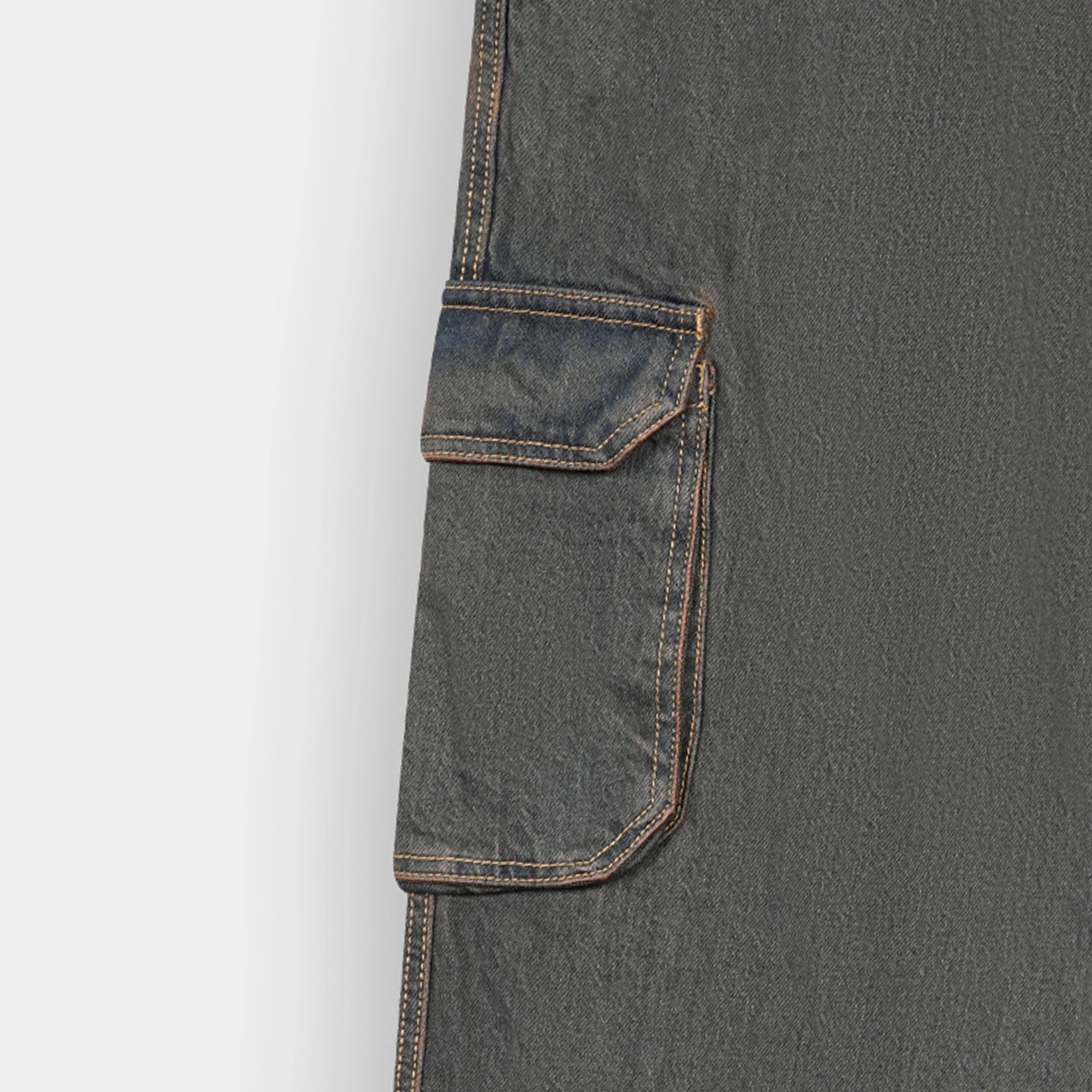 Stylish Multi Pocket Rusty Tint True Baggy Denim Cargo Jeans for a trendy look, BSG brand