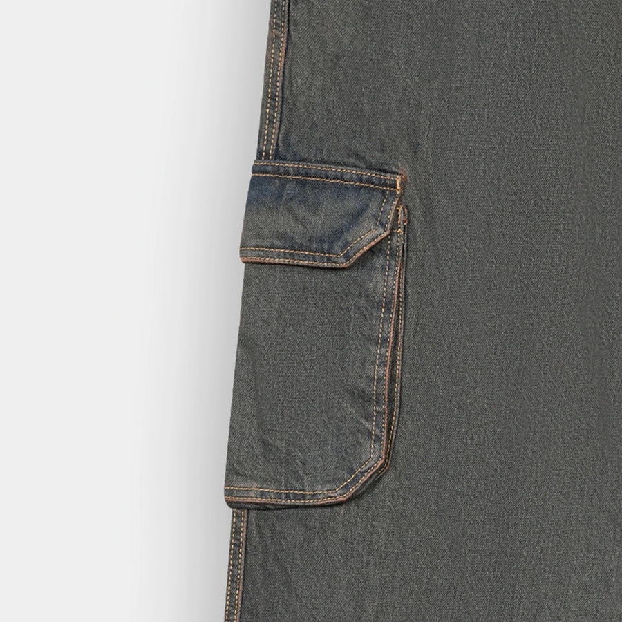 Stylish Multi Pocket Rusty Tint True Baggy Denim Cargo Jeans for a trendy look, BSG brand