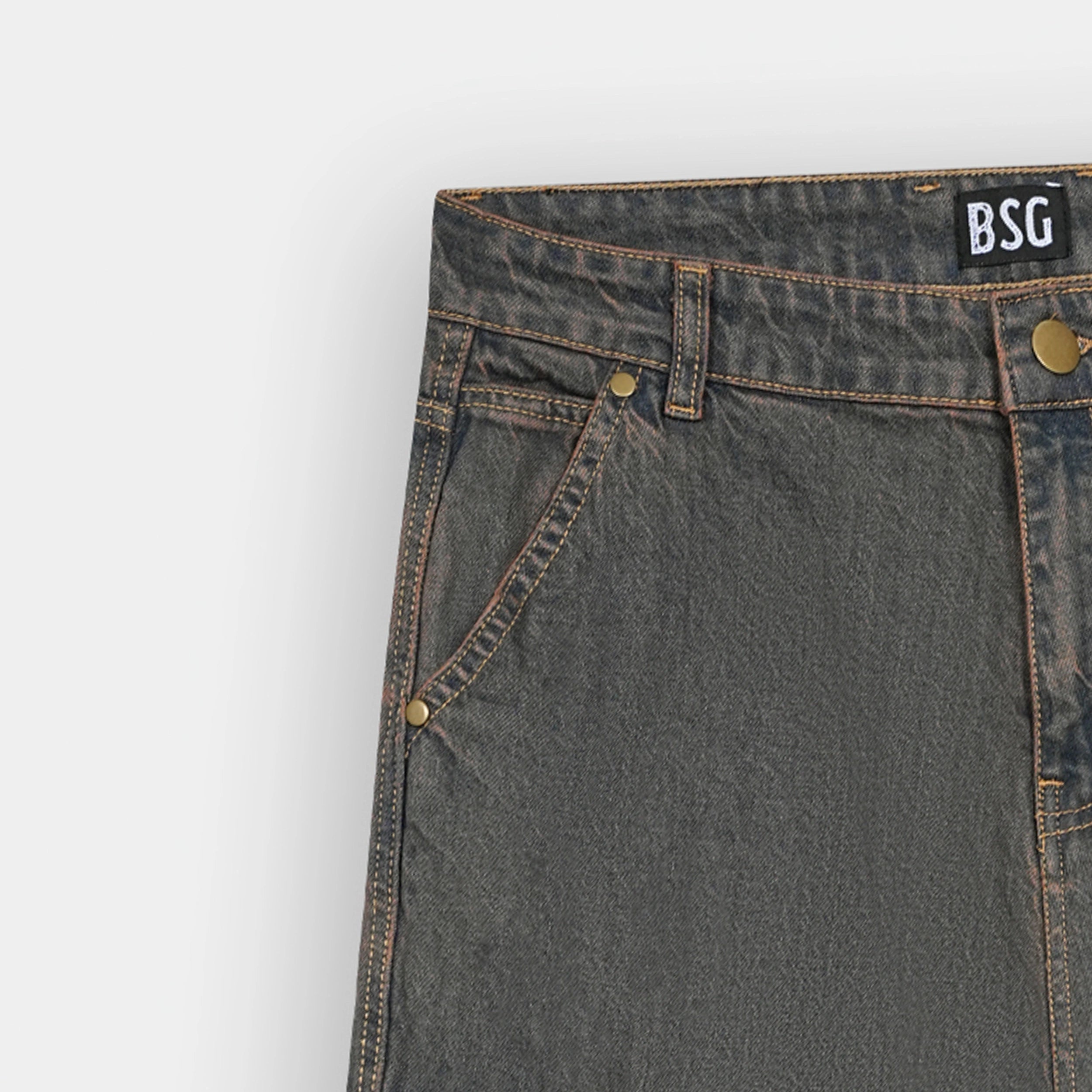 Stylish Multi Pocket Rusty Tint True Baggy Denim Cargo Jeans for casual wear by BSG