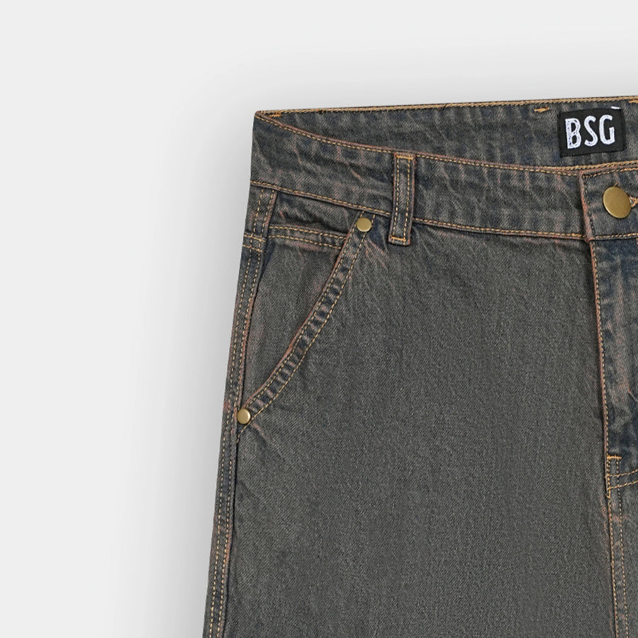 Stylish Multi Pocket Rusty Tint True Baggy Denim Cargo Jeans for casual wear by BSG