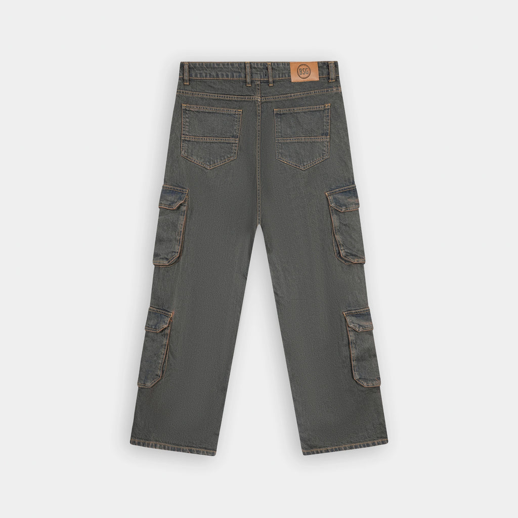 Multi Pocket Rusty Tint True Baggy Denim Cargo Jeans for a trendy, casual look. Stylish and functional from BSG.
