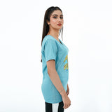 BSG Women's Positivity V-Neck Shirt in Light Blue with a Casual Fit and Stylish Design