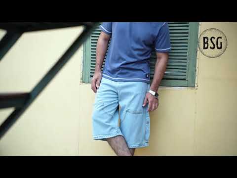 Grey T shirt and Sky Blue Denim Jorts By BSG