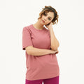 BSG Women's Radiant Rouge Straight Tee Shirt in soft pink fabric for casual everyday wear