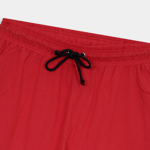 Comfortable Red Black Color Three Quarter Shorts with Elastic Waistband by BSG