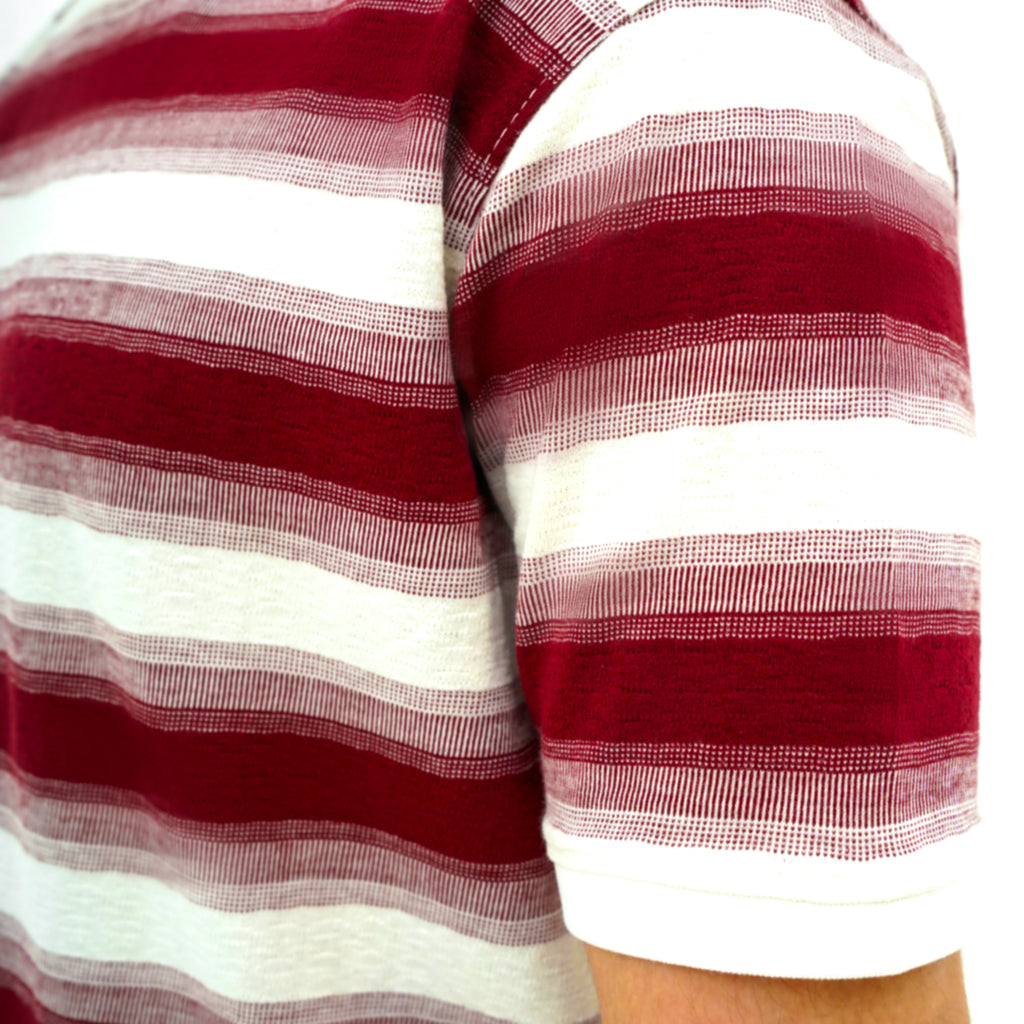 BSG Red Wave Stripes Tee featuring a stylish striped design in red and white for men