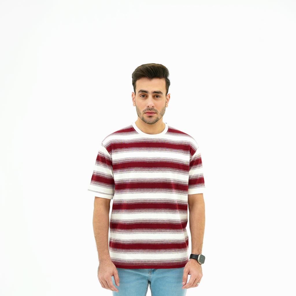 BSG Red Wave Stripes Tee for men with soft fabric and stylish design