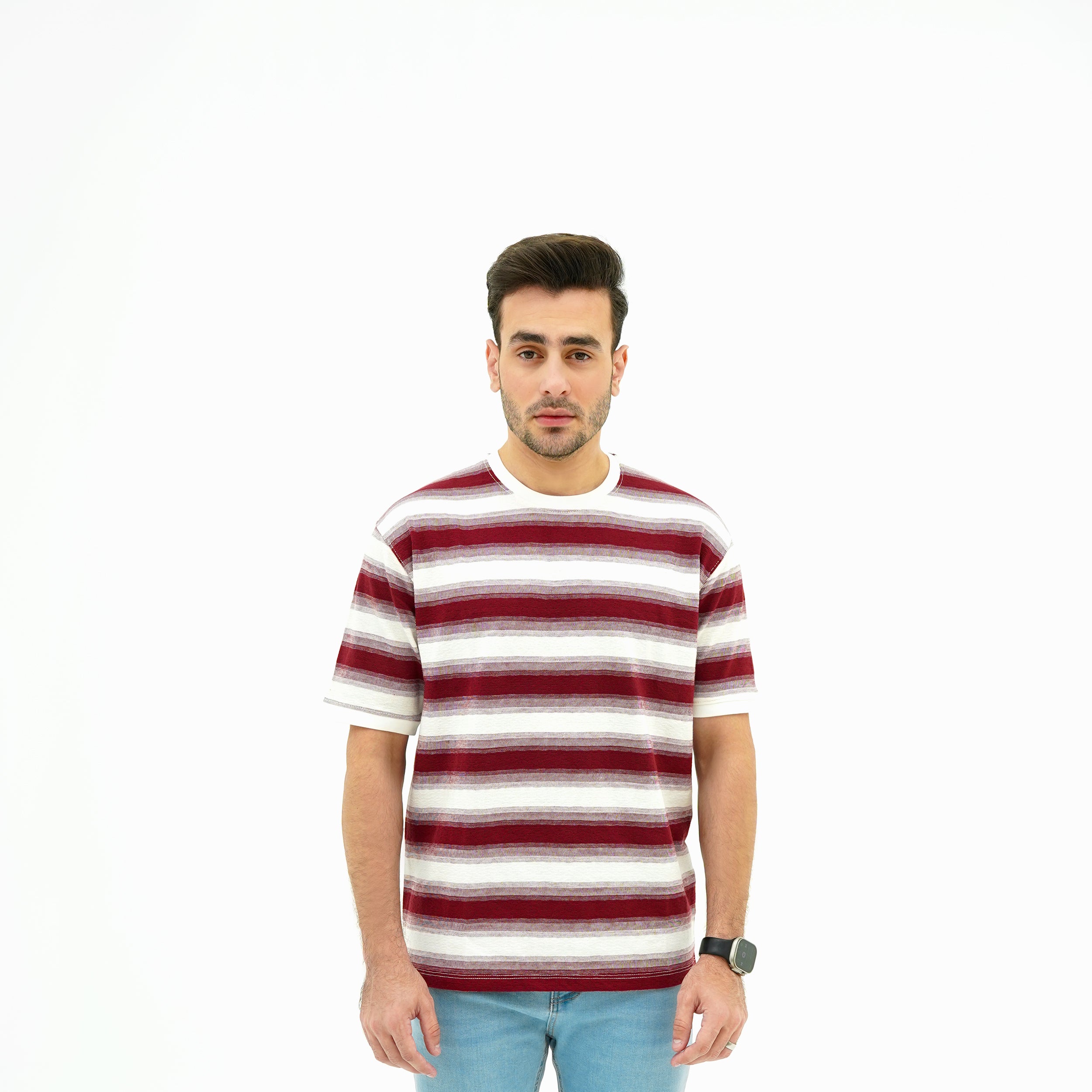 BSG Red Wave Stripes Tee for men with soft fabric and stylish design