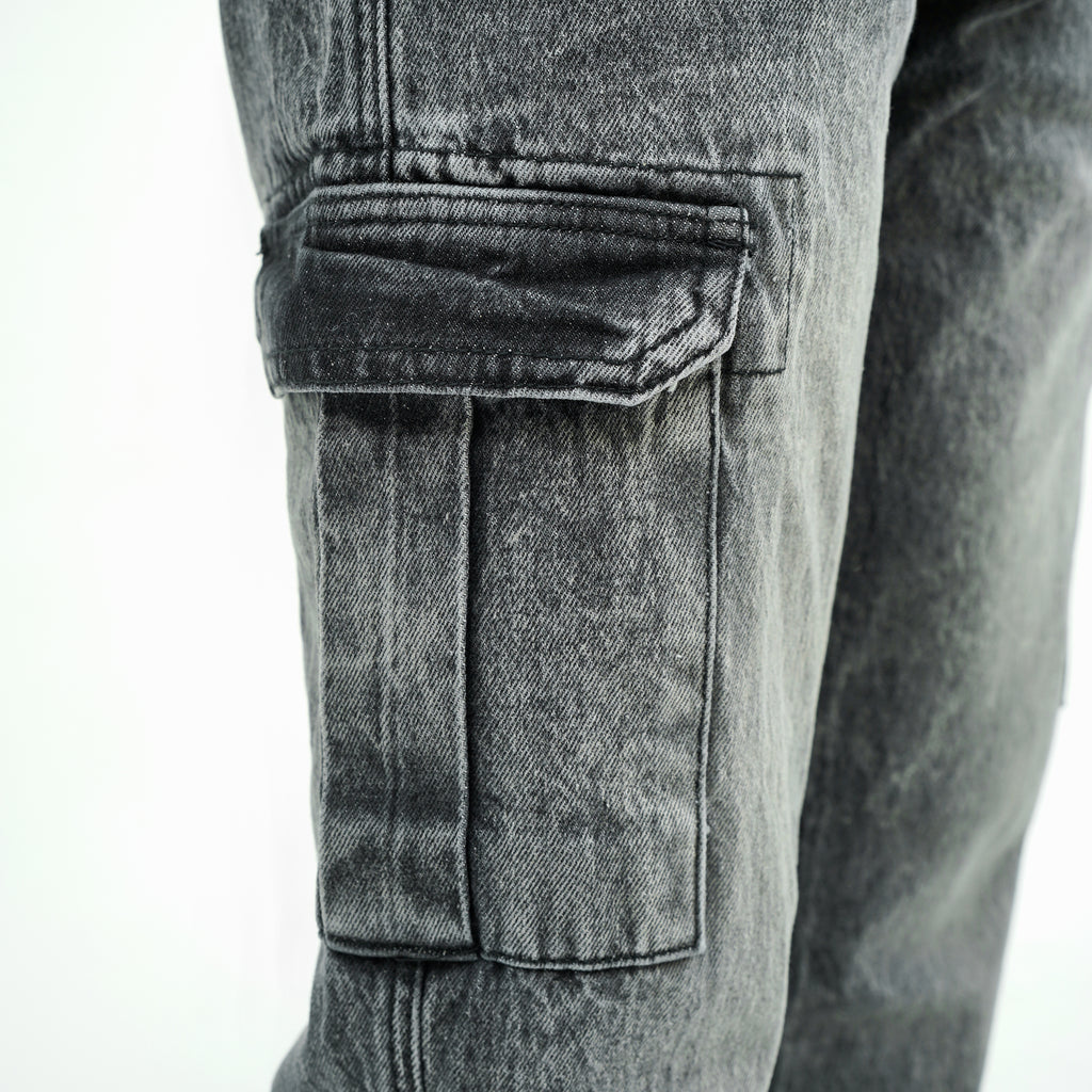 BSG Men's Rugged Multi-Pocket Cargo Denim Jeans in a stylish gray finish