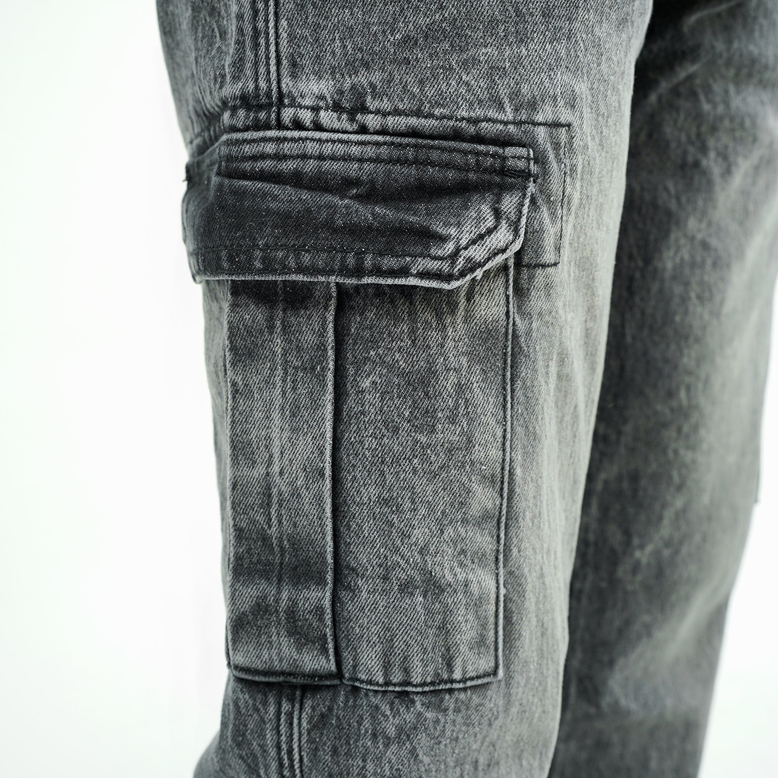 BSG Men's Rugged Multi-Pocket Cargo Denim Jeans in a stylish gray finish
