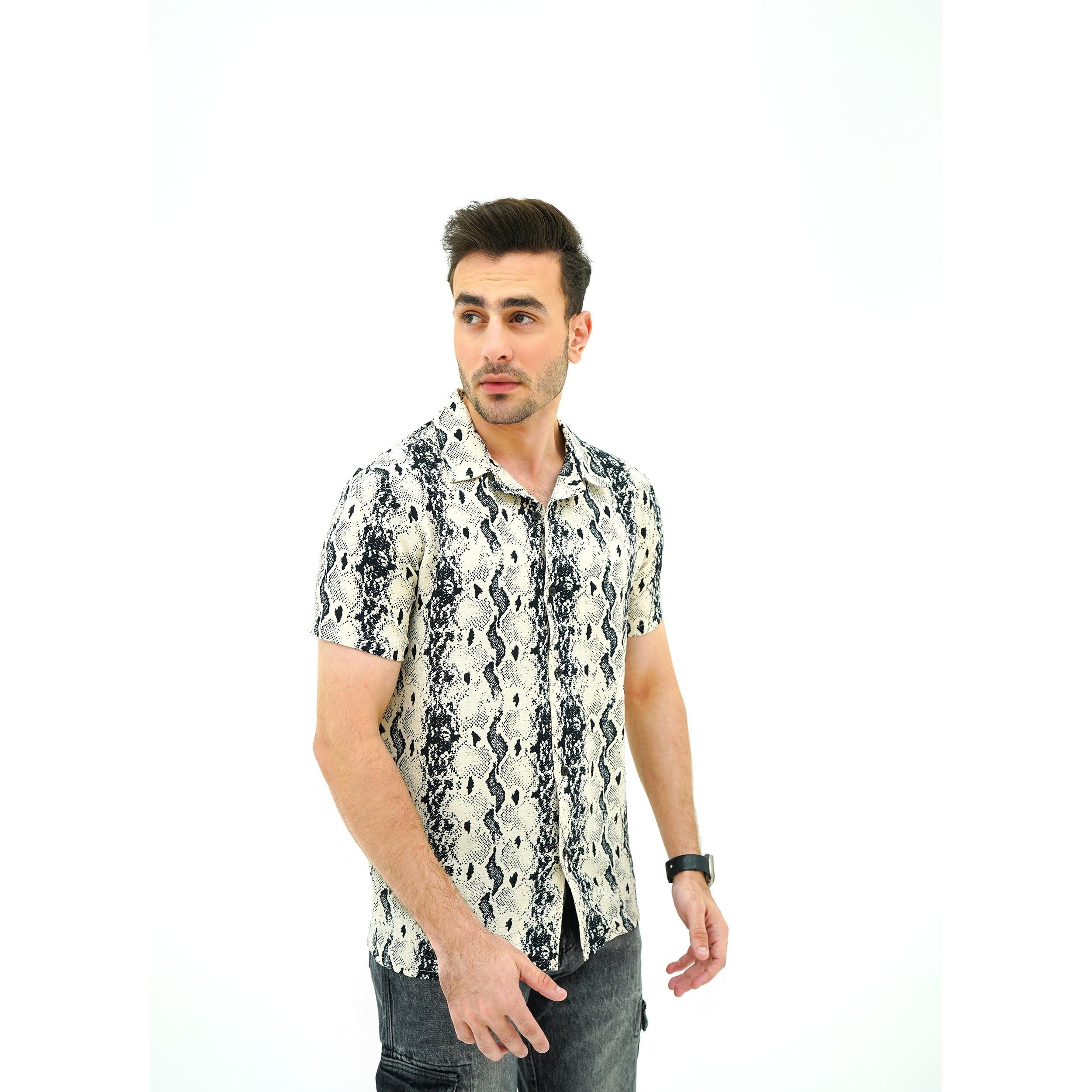 Men's Casual Shirt featuring Serpent Pattern Havana Shirt design for a trendy summer look