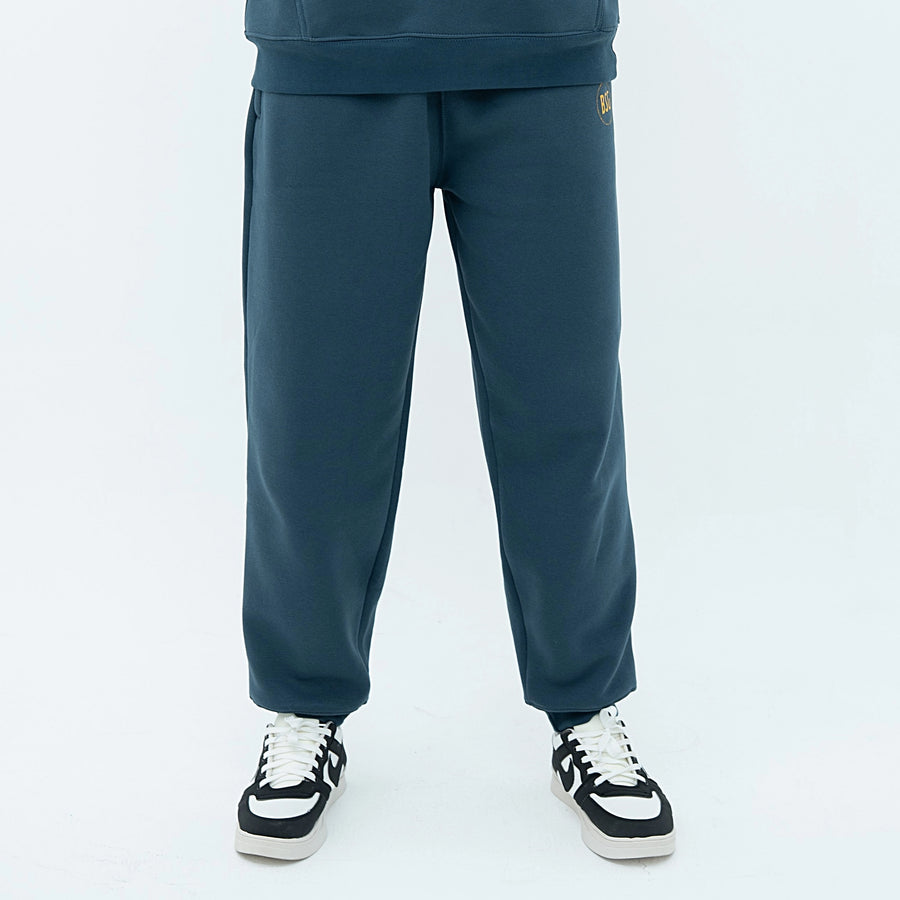 Men's Signature Edition Deep Teal Fleece Sweatpants with Relaxed Fit and Side Pockets