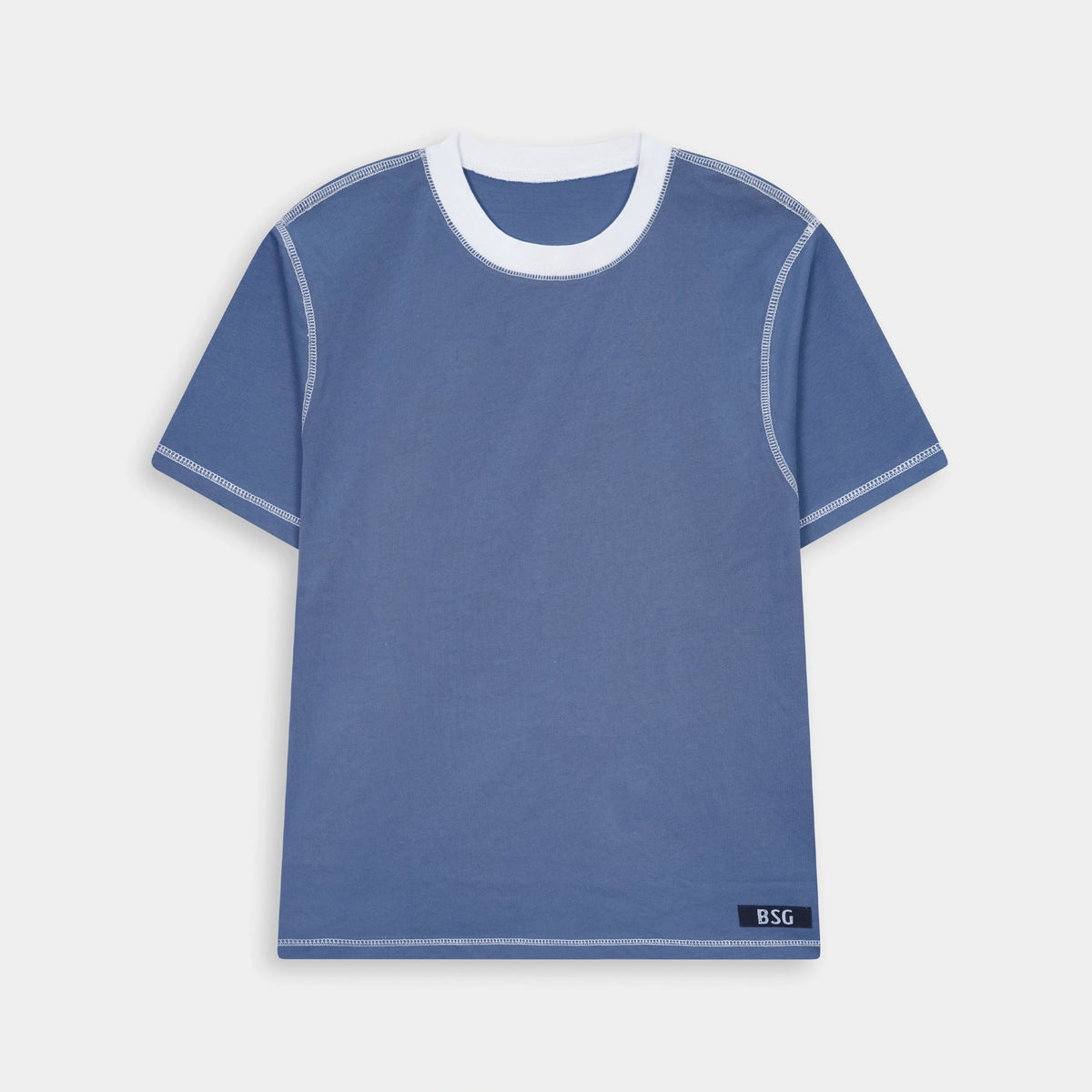 Slate Grey Streetwear Contrast Stitch T Shirt with Unique Design from BSG