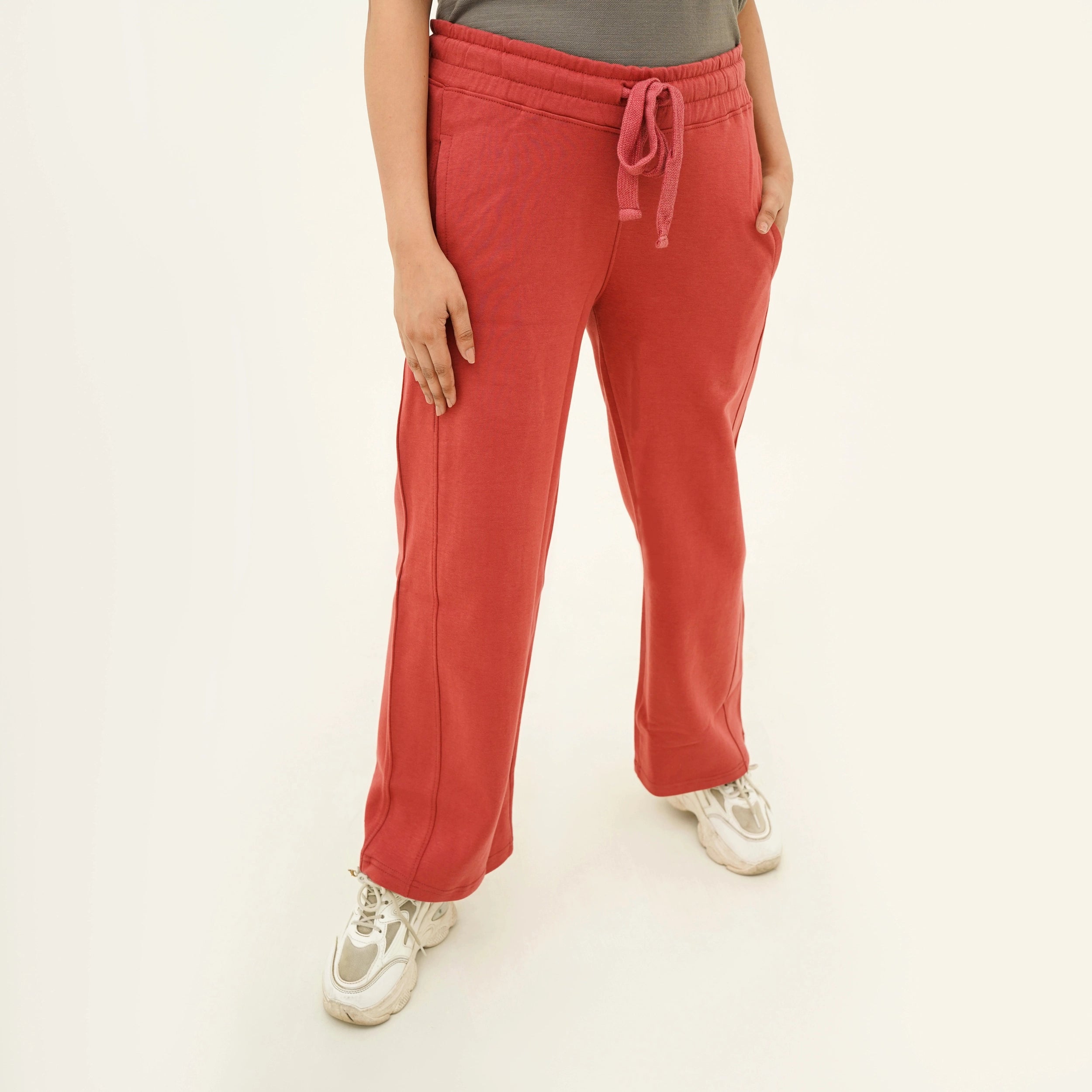 Casual Women's Sweat Pant in Coral with a Drawstring, featuring Soft Carrot Chic Breeze Pants design
