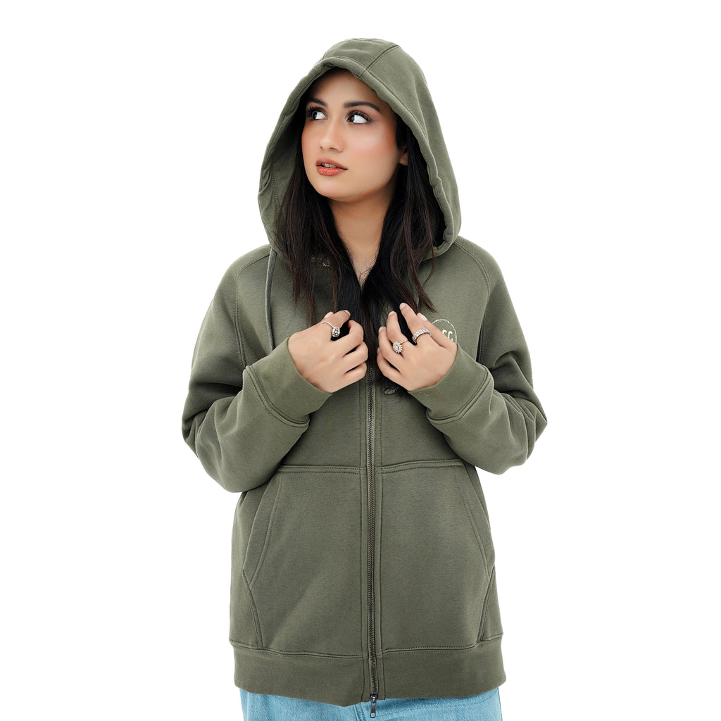 Soft Olive Luxe Zip Up Hoodie by BSG with a comfortable fit and stylish design