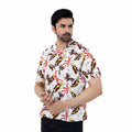 BSG Men's Casual Tropical Leaf Print Shirt with Vibrant Colors and Short Sleeves