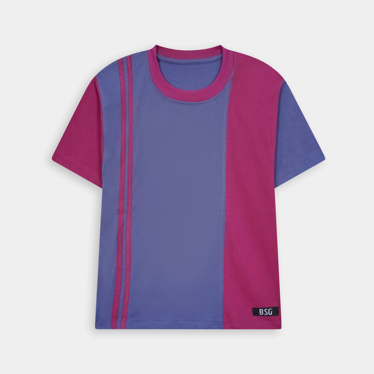 Stylish Two Tone Boxy Fit Urdu Calligraphy T Shirt in vibrant blue and pink by BSG