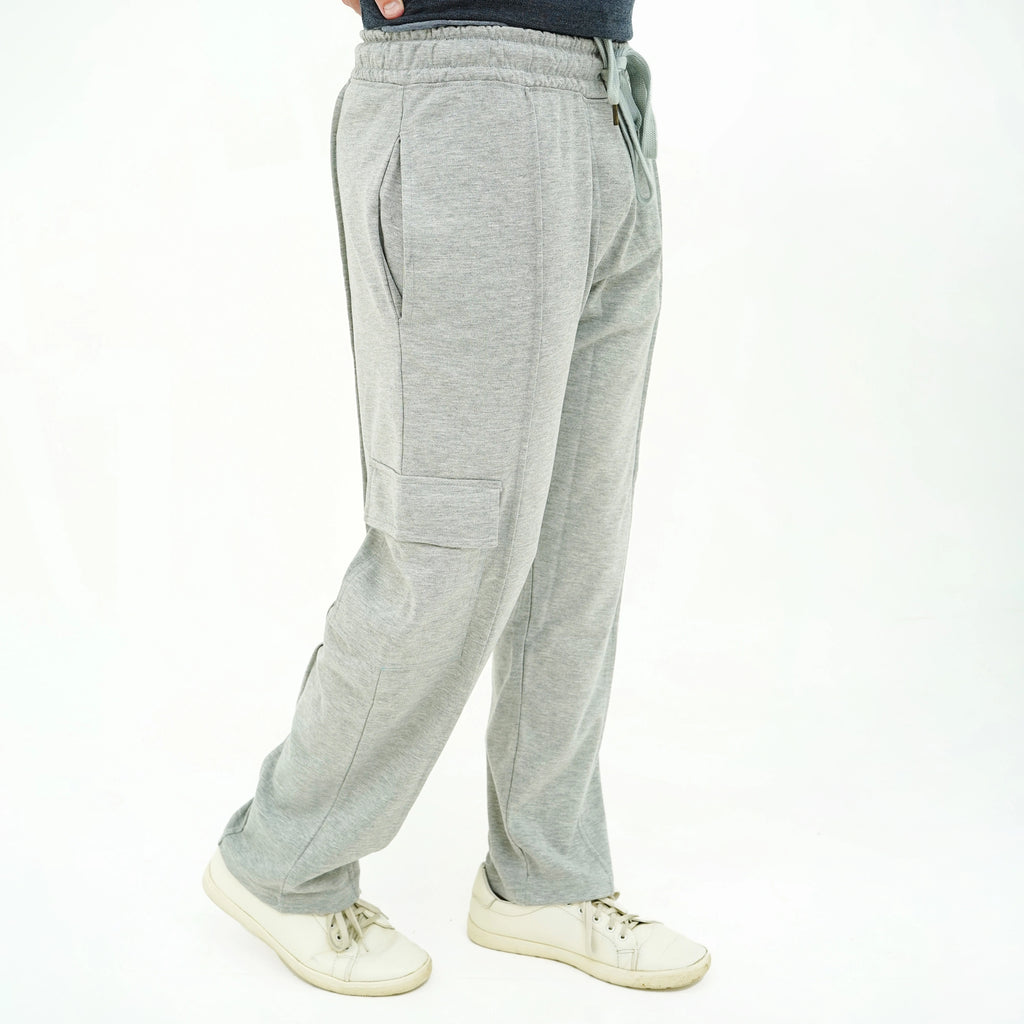 Men's Urban Flex-Fit Side Pocket Trouser in grey with elastic waistband and side pocket