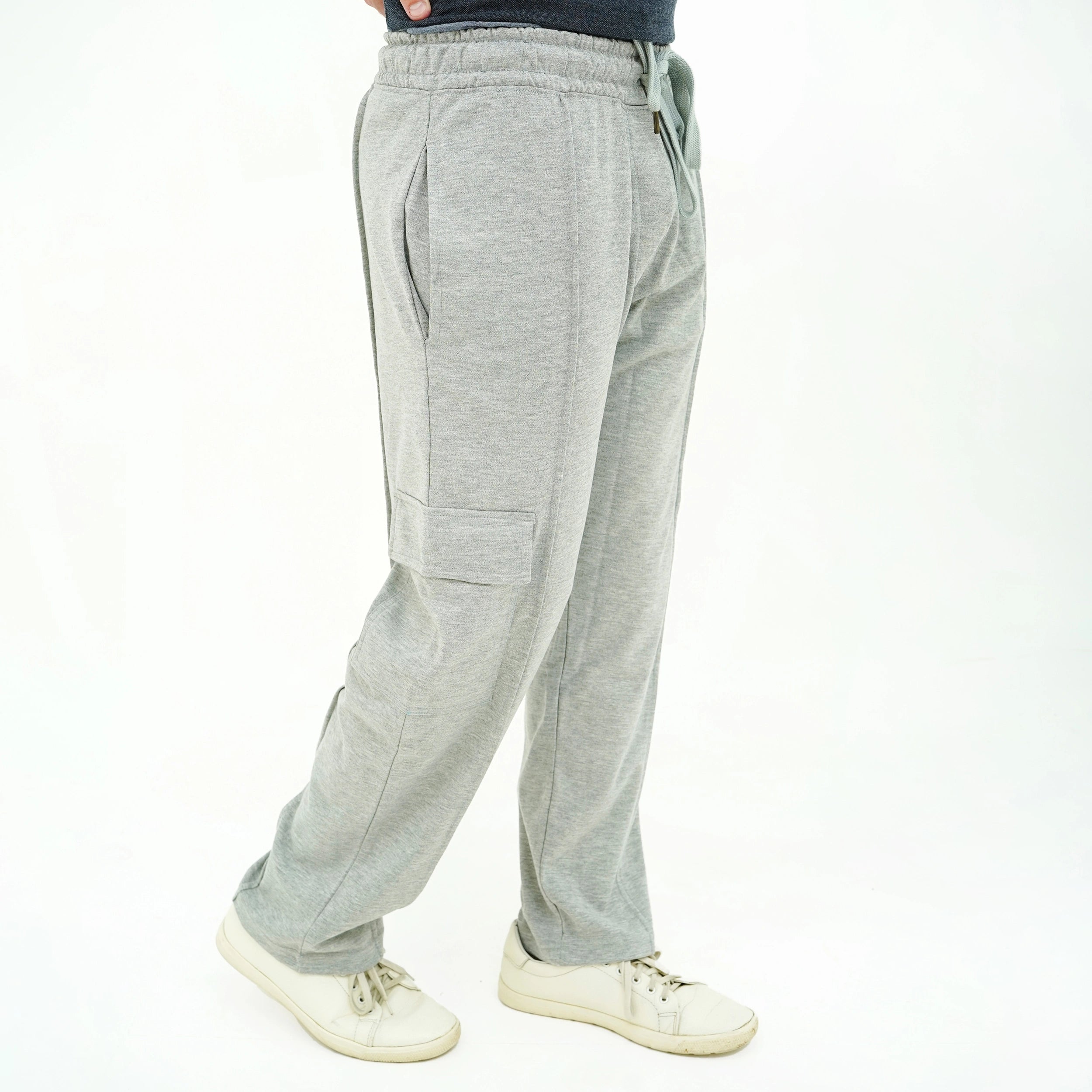 Men's Urban Flex-Fit Side Pocket Trouser in grey with elastic waistband and side pocket