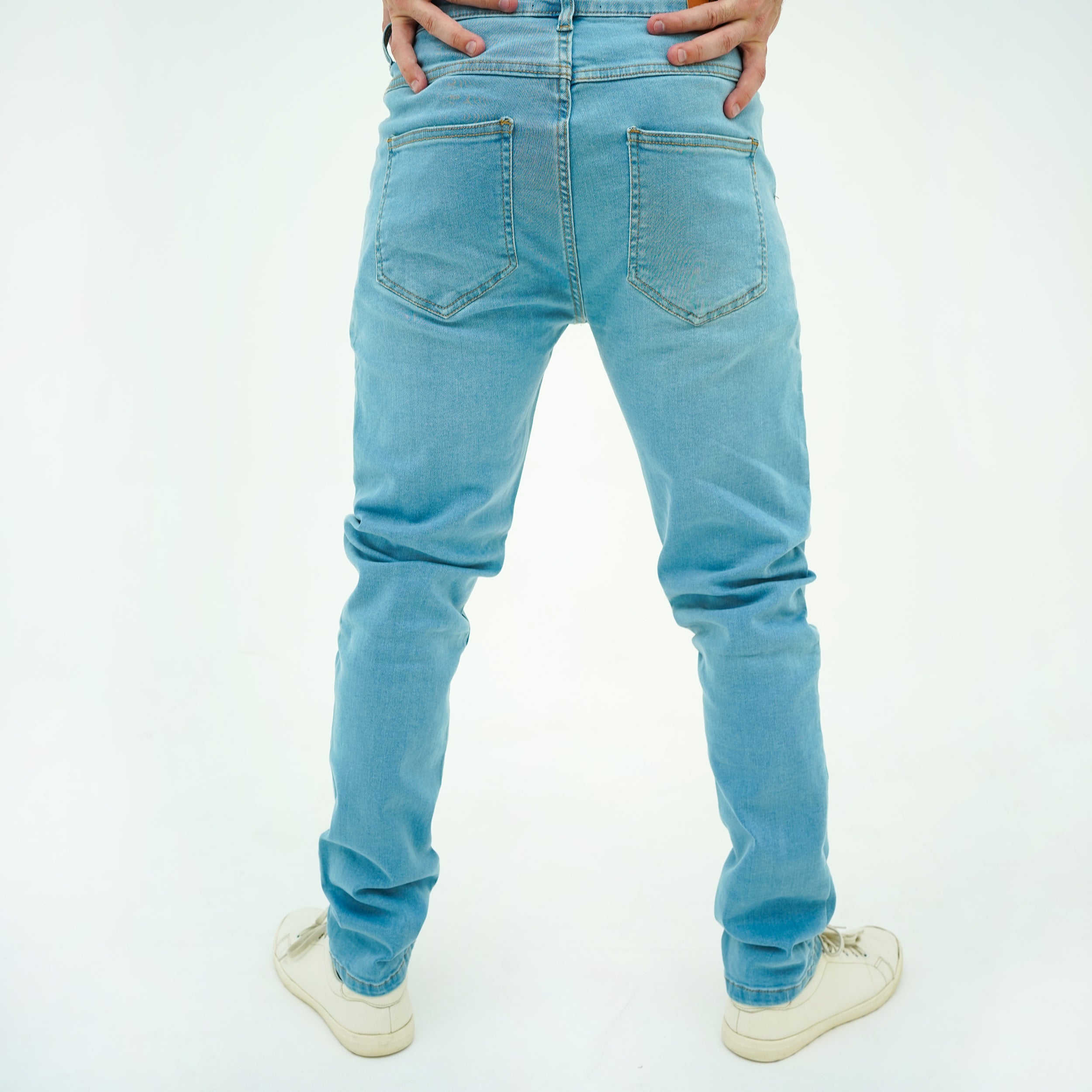 BSG Urban Sky Stretchy Slims Men's Denim Jeans in Light Blue with a Slim Fit Design