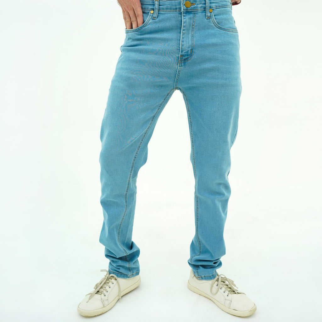 BSG Men's Urban Sky Stretchy Slims Denim Jeans in Light Blue for Casual Wear