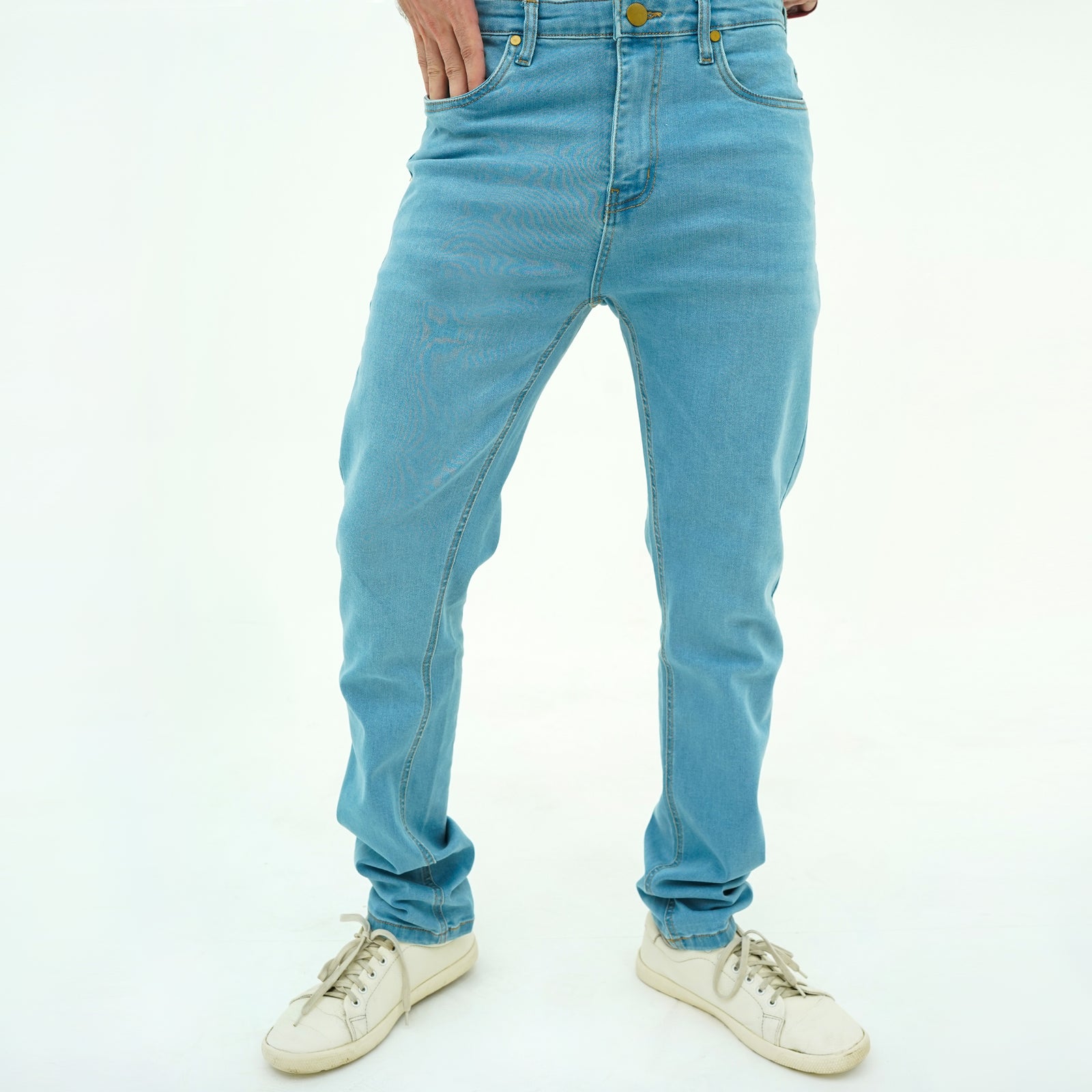 BSG Men's Urban Sky Stretchy Slims Denim Jeans in Light Blue for Casual Wear