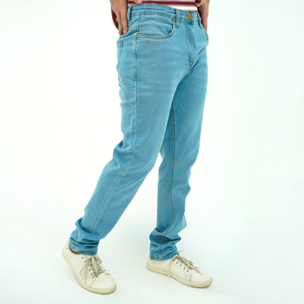 BSG Urban Sky Stretchy Slims Men's Denim Jeans in Light Blue for Casual Outfits