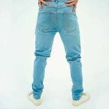 BSG men's denim jeans in light blue shown from back with Urban Sky Stretchy Slims fit