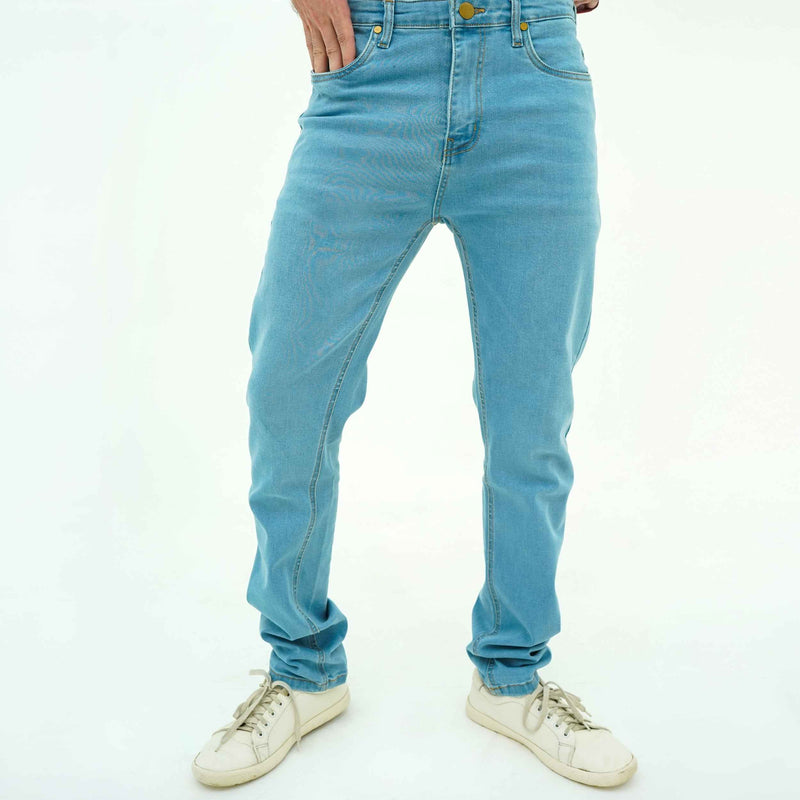 Men's BSG Urban Sky Stretchy Slims light blue denim jeans with slim fit design