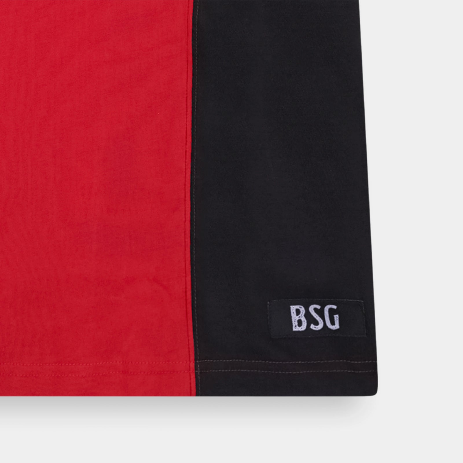 Urdu Calligraphy Boxy Fit Red Black T Shirt with BSG branding for a stylish, modern look