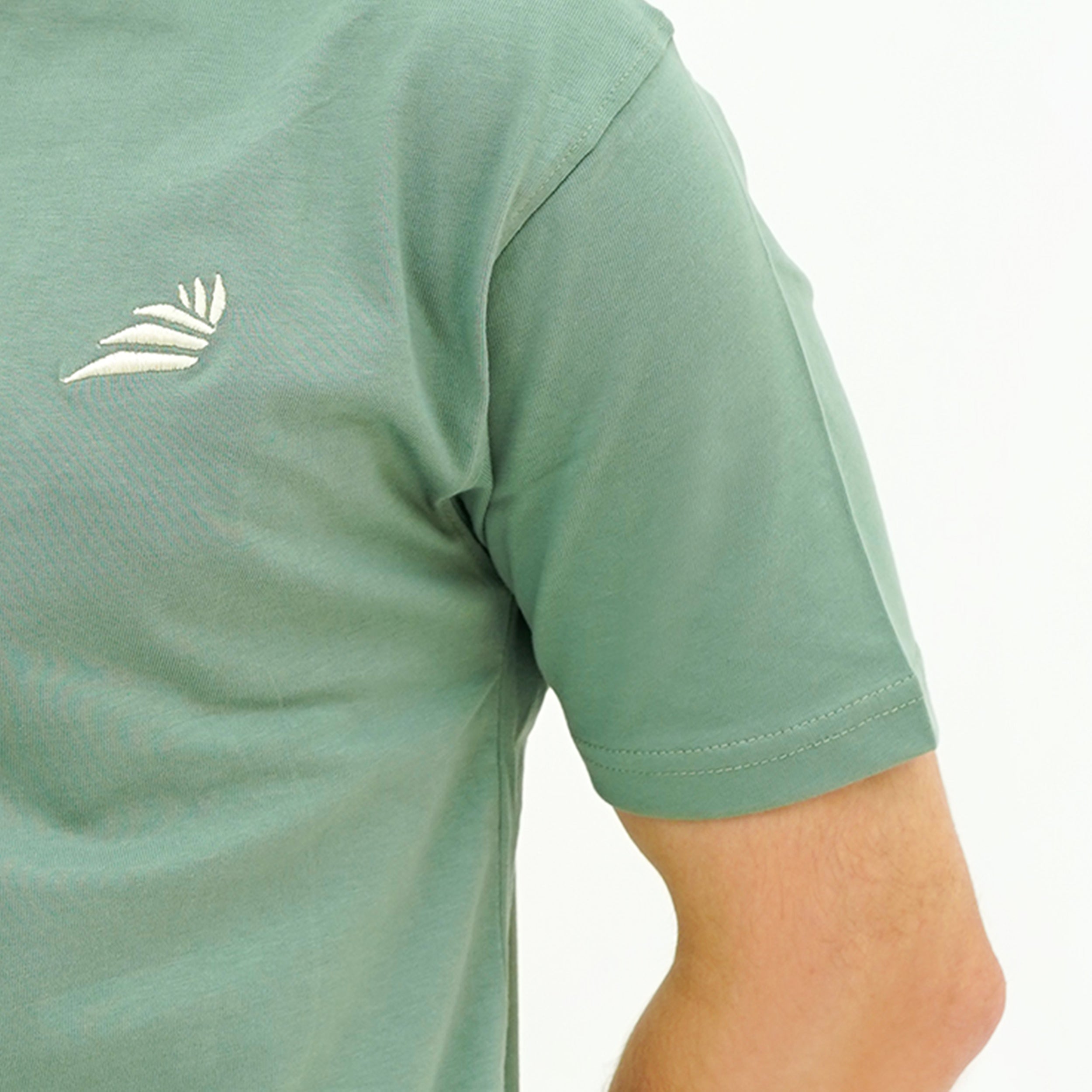 BSG Verdant Charm Pistachio Luxe Tee Shirt featuring a soft fabric and stylish embroidered design