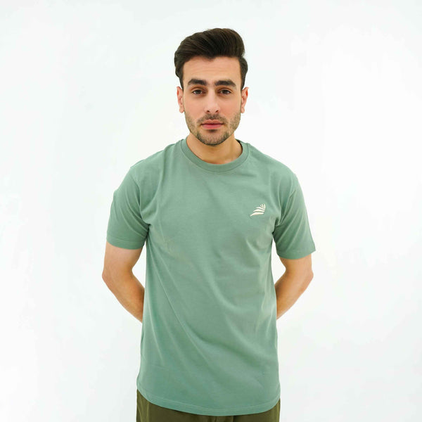 Men's BSG Verdant Charm Pistachio Luxe Tee Shirt in green with small logo on chest