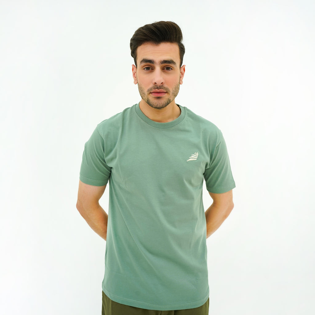 Men's Verdant Charm Pistachio Luxe Tee Shirt with a Comfortable Fit and Casual Style
