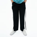 Comfortable Black BSG Women's Sweat Pant featuring White Coal Urban Chic Trouser design with side stripes