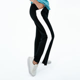 Black BSG Women's Sweat Pant featuring White Coal Urban Chic Trouser design with side stripes